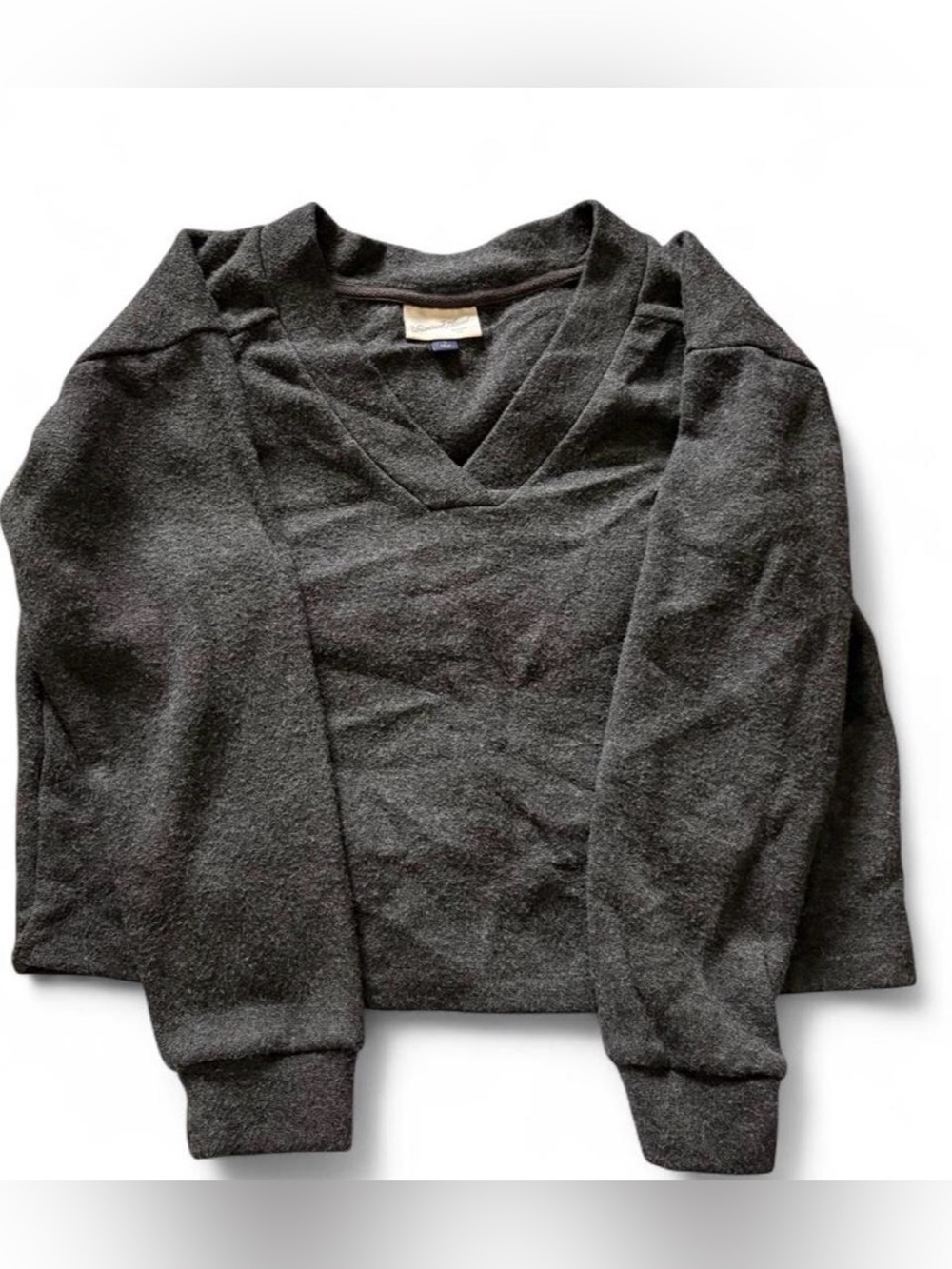 Universal Thread Women’s Charcoal Cropped Soft V-Neck Sweater